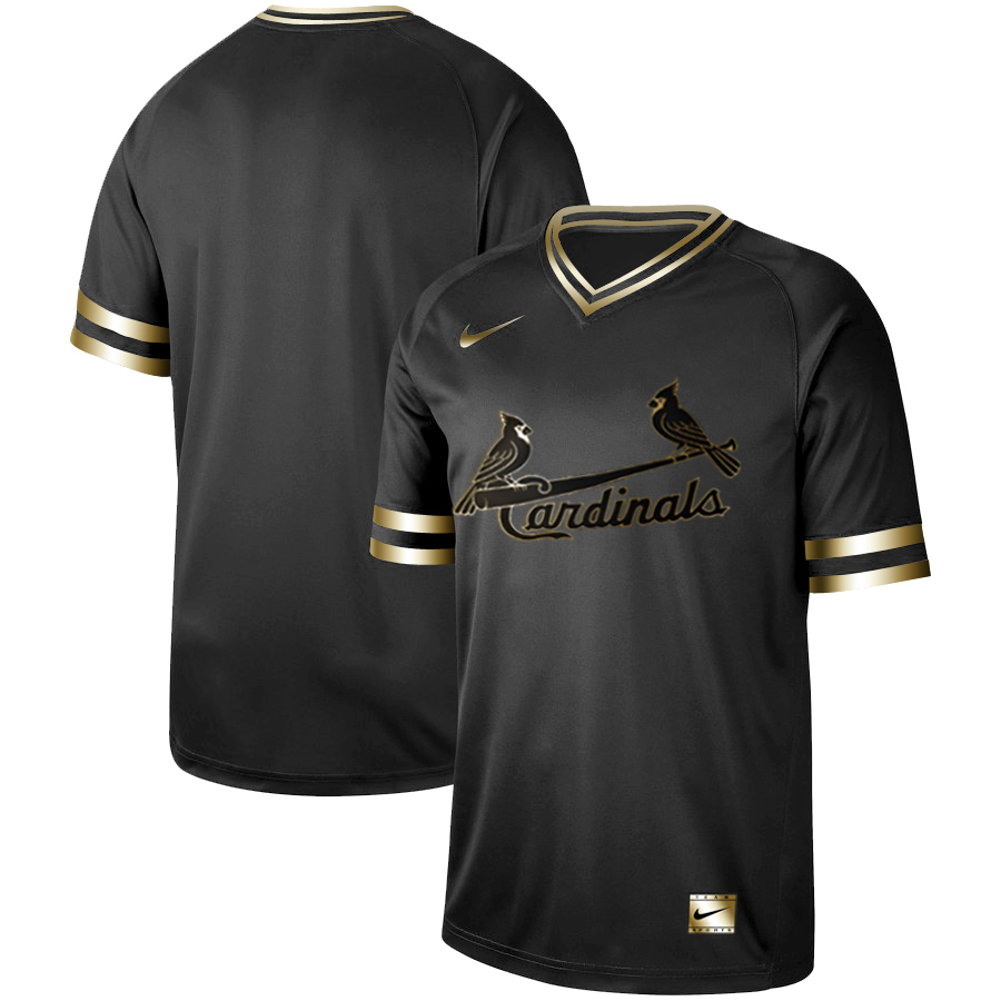 Men's St. Louis Cardinals Black Gold Stitched MLB Jersey